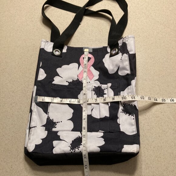Thirty-One Zip Top Tall Tote Poppy Black & White Retired Bag - Picture 12 of 16